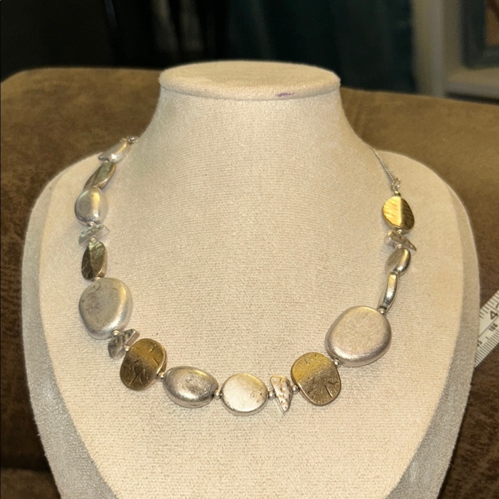 Modern Two-Tone Silver and Gold Necklace